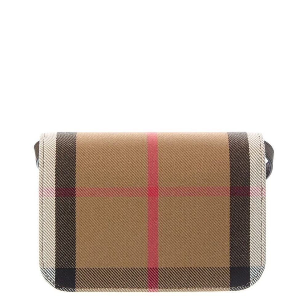 Burberry Check Canvas & Leather Crossbody, Brown - Picture 2 of 4